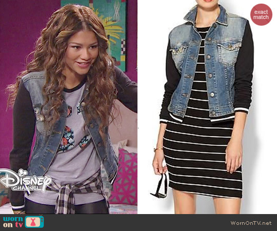 WornOnTV: KC’s denim varisty jacket with black sleeves on KC Undercover