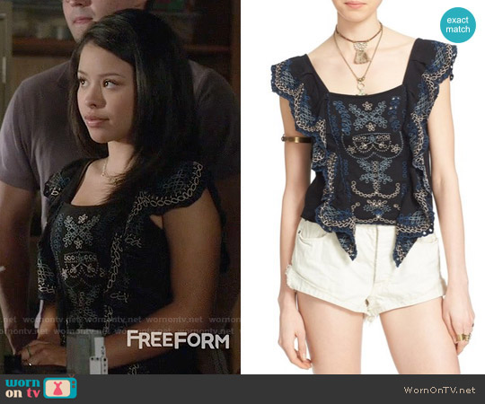 Wornontv Marianas Ruffled Embroidered Top On The Fosters Cierra