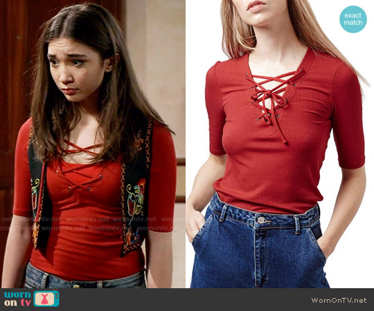 Wornontv Rileys Red Lace Up Top On Girl Meets World Rowan Blanchard