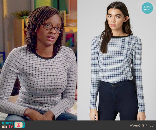 Sharon Pierre Louis Instagram Wornontv Iris S Blue Printed Long Sleeve Top On Switched At Birth Sharon Pierre Louis Clothes And Wardrobe From Tv