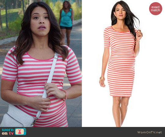 Wornontv Janes Coral Striped Maternity Dress On Jane The Virgin Gina Rodriguez Clothes And 5398