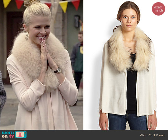 alice and olivia izzy fur collar cardigan