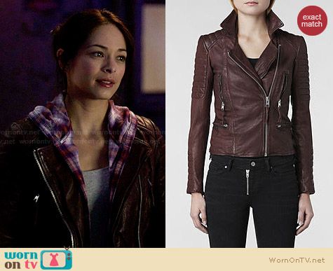 WornOnTV: Cat’s flanel hooded shirt and burgundy leather jacket on ...