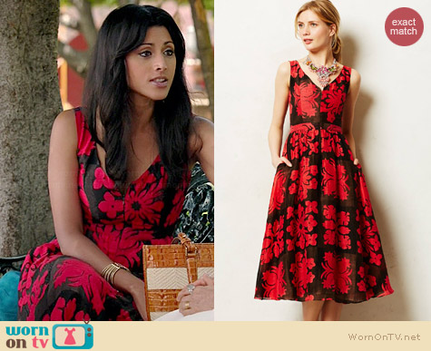 anthropologie red floral dress