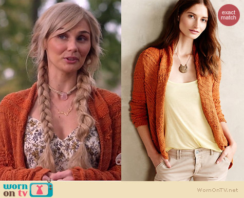 WornOnTV: Scarlett’s orange textured cardigan and floral cami dress on ...