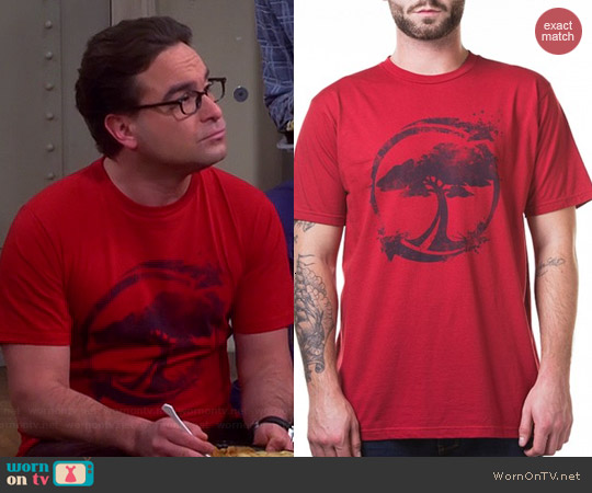 WornOnTV: Leonard’s red tree recycling graphic tee on The Big Bang ...