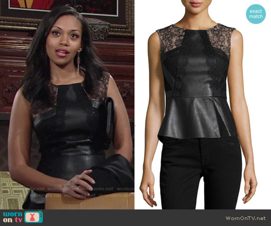 WornOnTV: Hilary’s black leather and lace peplum top on The Young and ...