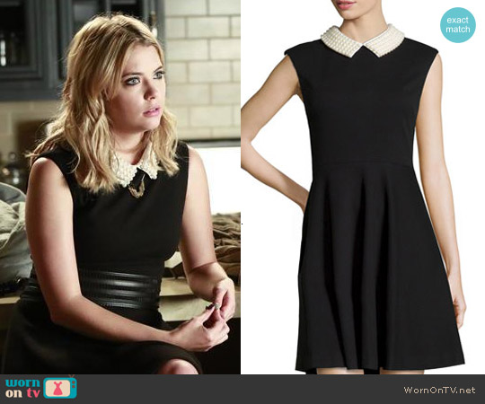 betsey johnson black dress with pearl collar