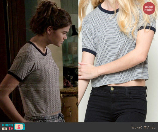 Wornontv Callies Grey Striped Tee On The Fosters Maia Mitchell 