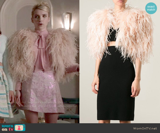 Wornontv Chanel S Feather Bolero Pink Blouse And Metallic Skirt