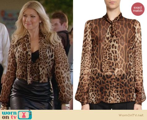 blouse leopard tie teacher outfit bad dolce gabbana graynor ari wornontv leather neck