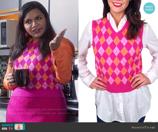 pink argyle vest