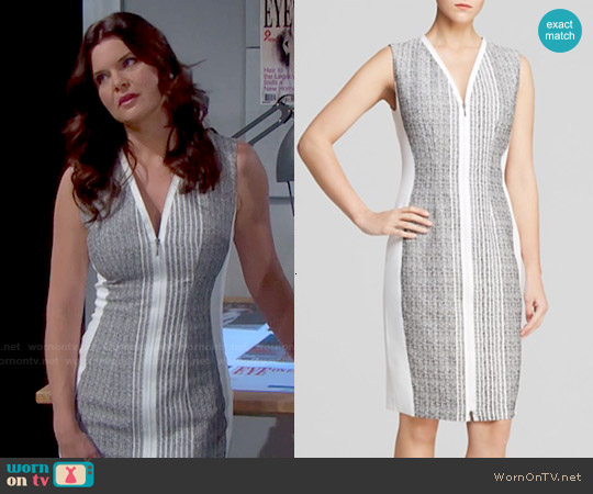 Wornontv Katie S Grey And White Zip Front Dress On The Bold Elie Tahari Mila Zip Front Dress Worn By Heather Tom On The Bold Beautiful