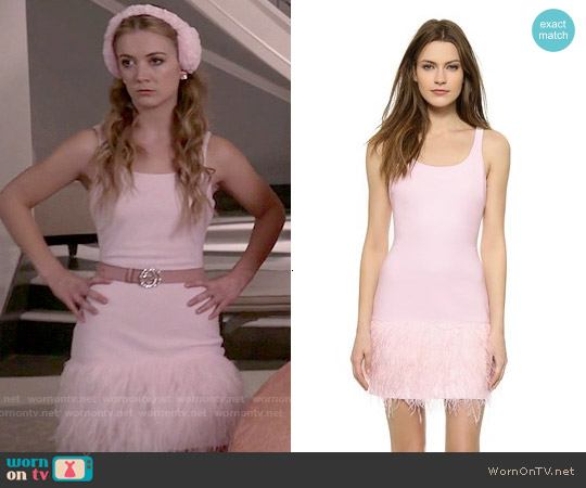 pink feather trim dress