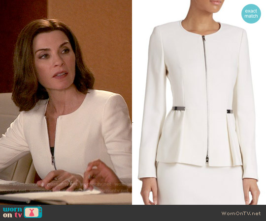WornOnTV: Alicia’s white zip-front peplum jacket on The Good Wife ...