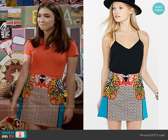WornOnTV Rileys Orange And Blue Floral Print Skirt On Girl Meets World Rowan Blanchard
