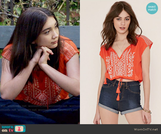 Wornontv Rileys Orange Embroidered Crop Top On Girl Meets World 