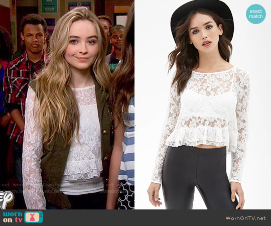 Wornontv Mayas White Lace Ruffled Top On Girl Meets World Sabrina