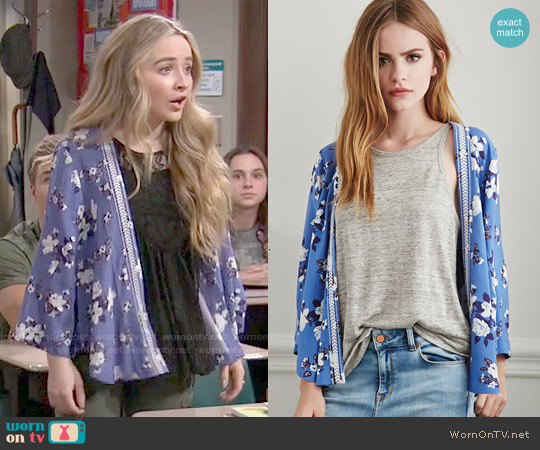 Wornontv Mayas Blue Floral Kimono On Girl Meets World Sabrina Carpenter Clothes And 9705