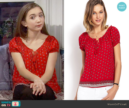 WornOnTV: Riley’s red printed peasant top on Girl Meets World | Rowan ...