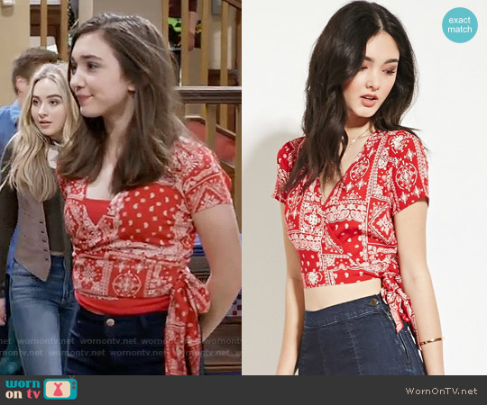 Wornontv Rileys Red Printed Wrap Top On Girl Meets World Rowan Blanchard Clothes And