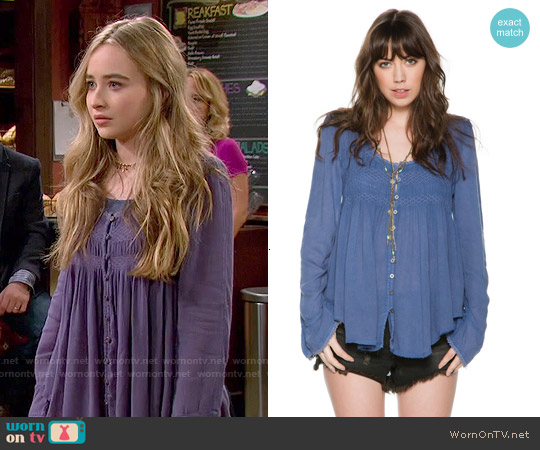 Wornontv Mayas Blue Button Front Blouse On Girl Meets World Sabrina 0699