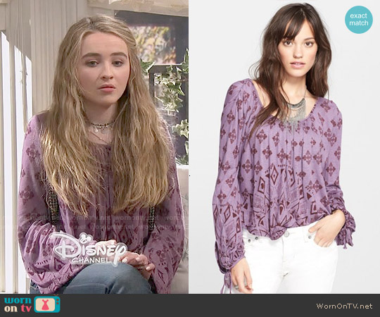 Wornontv Mayas Purple Printed Long Sleeve Top On Girl Meets World