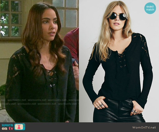 Wornontv Ciara S Black Lace Up Top On Days Of Our Lives