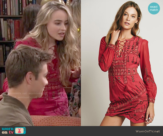 WornOnTV: Maya’s red printed lace-up dress on Girl Meets World ...