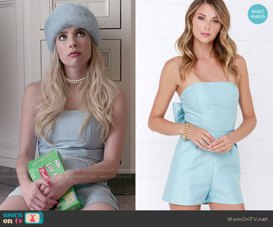light blue strapless romper