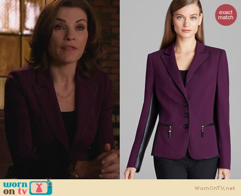 WornOnTV: Alicia’s purple blazer with leather trim and panels on The ...