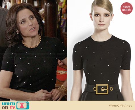 Wornontv Selina S Black And White Polka Dot Top On Veep Julia