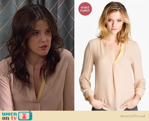 WornOnTV: Robin’s nude/blush blouse with yellow detail on How I Met