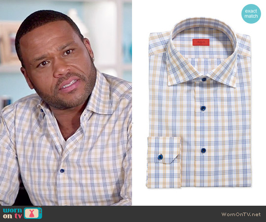 wornontv-andre-s-blue-and-yellow-checked-shirt-on-black-ish-anthony