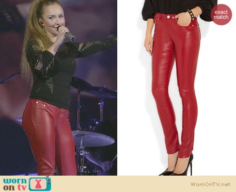 red leather skinny pants