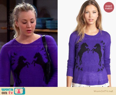 WornOnTV: Penny’s purple horse sweater on The Big Bang Theory | Kaley ...