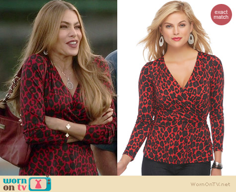 red leopard print wrap top