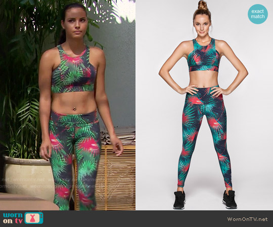 Wornontv Sasha S Tropical Printed Sports Bra And Tights On The Bold