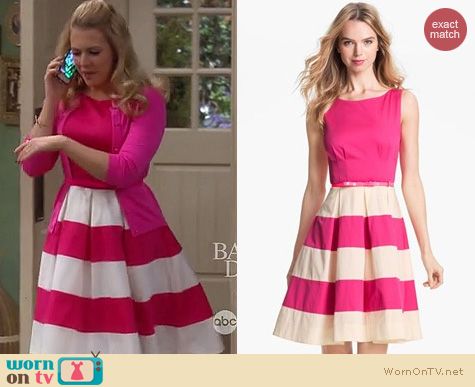 Wornontv Mel S Pink And White Striped Dress On Melissa Melissa Joey Fashion Kate Spade Celina Dress In Pink Work By Joan Hart