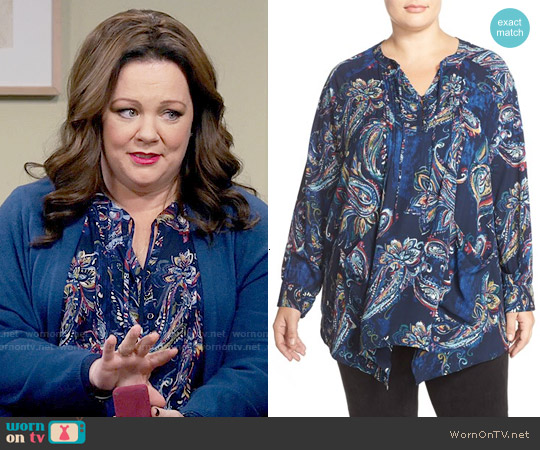 Wornontv Molly S Blue Paisley Top On Mike And Molly Melissa