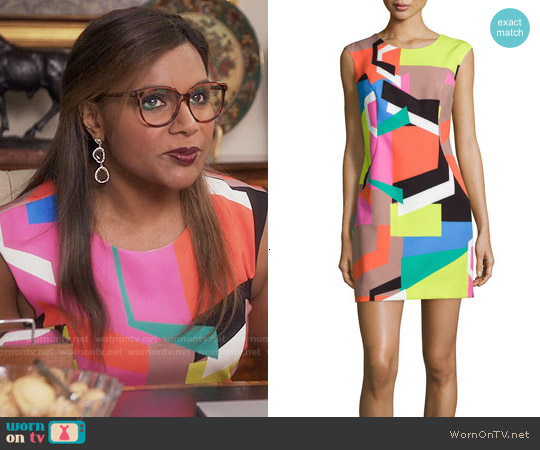 Wornontv Mindys Multi Colored Geometric Shapes Print Dress On The Mindy Project Mindy Kaling 9874