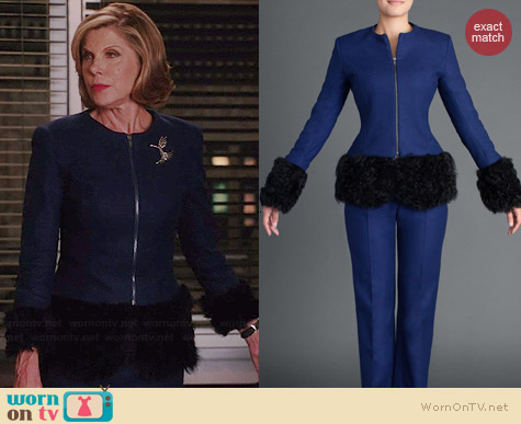 Wornontv Diane S Blue Fur Trimmed Jacket On The Good Wife