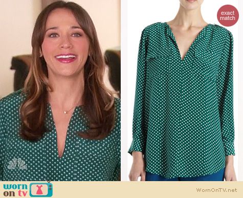 green polka dot blouse