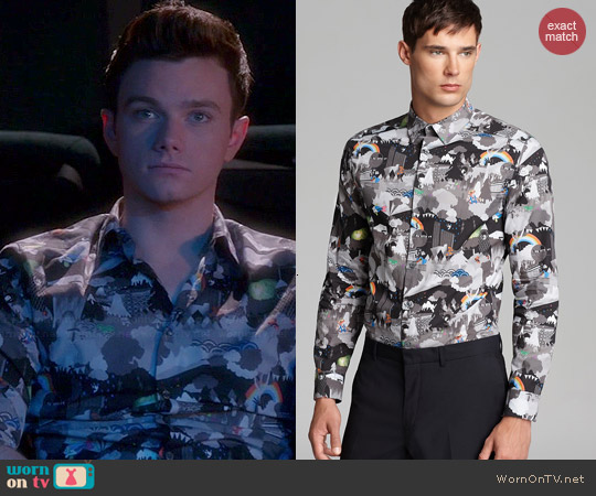 Wornontv Kurts Rainbow Printed Shirt On Glee Chris Colfer Clothes