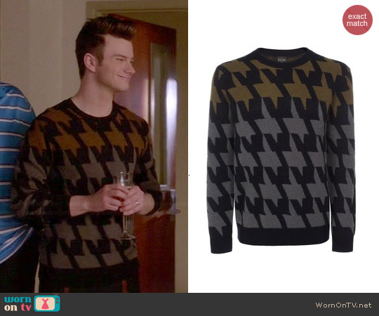 Wornontv Kurts Colorblock Houndstooth Print Sweater On Glee Chris