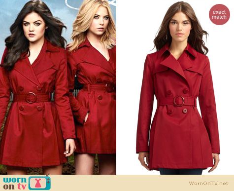 red trench coat with hood