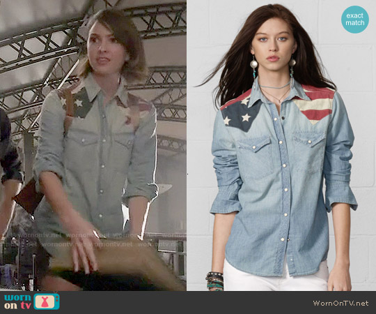 Wornontv Malias Chambray Flag Shirt On Teen Wolf Shelley Hennig 9195