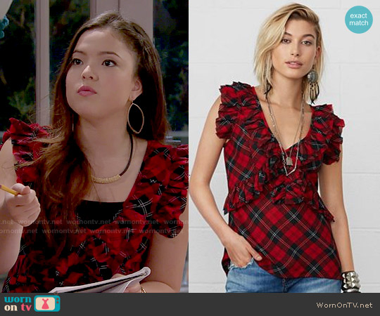 Wornontv Jasmine S Plaid Ruffled Top On I Didn T Do It Piper Curda Clothes And Wardrobe From Tv