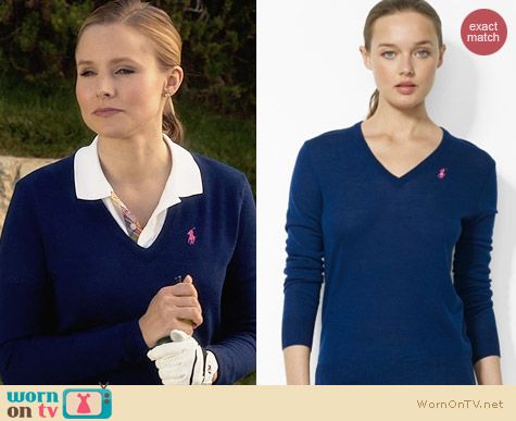ralph lauren blue v neck jumper