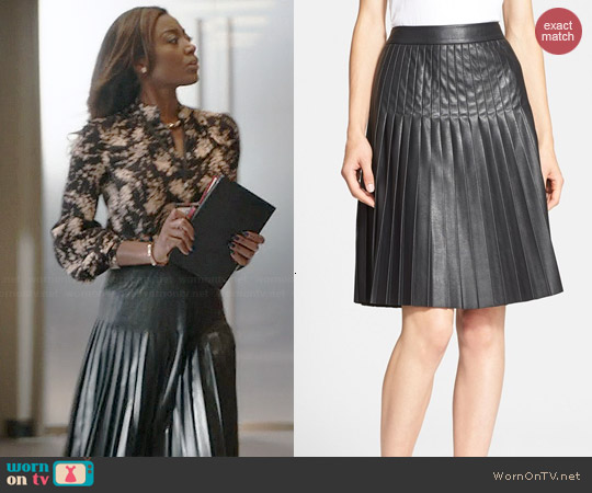 Faux Pleated Leather Skirt